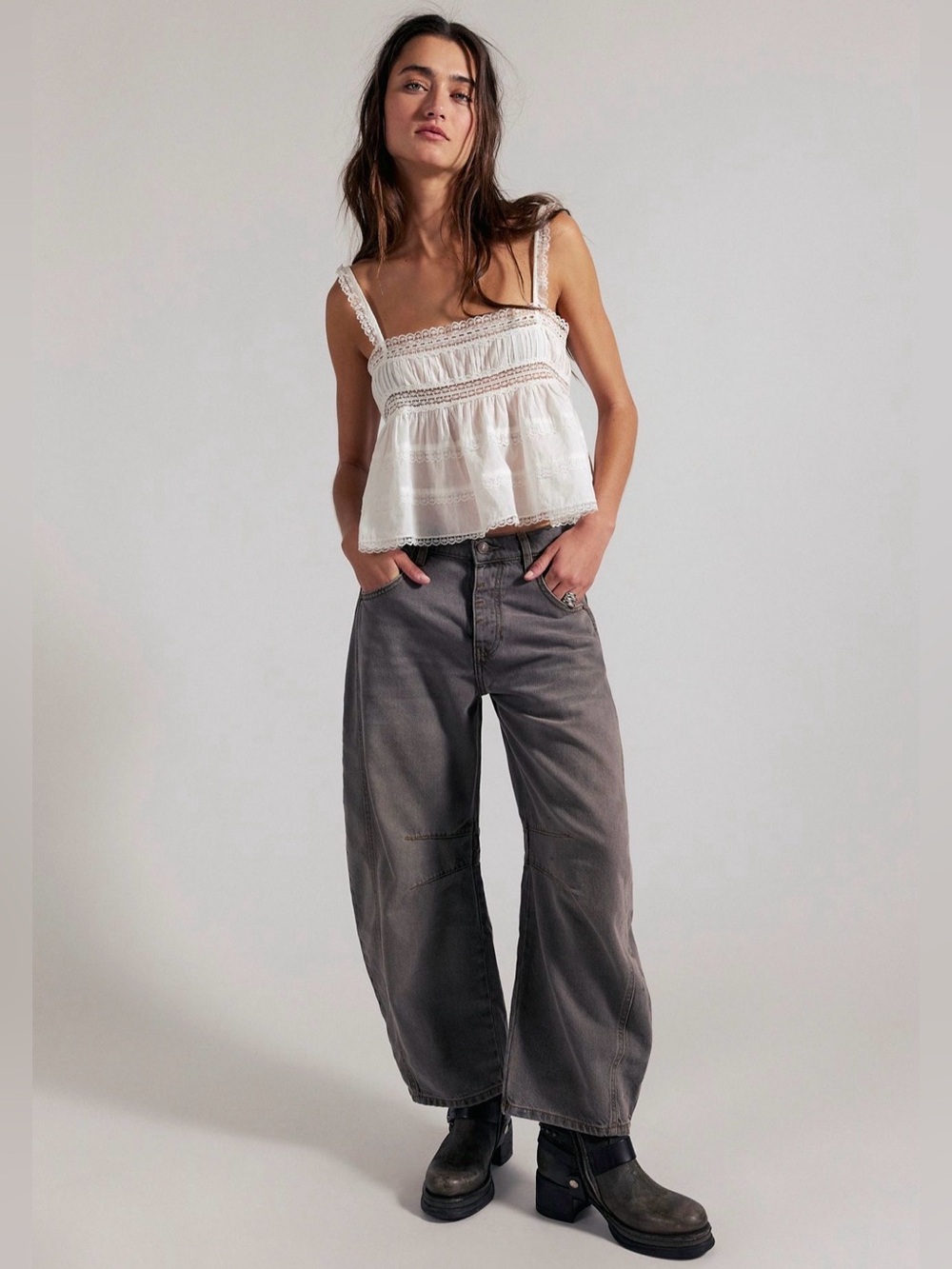 Free people Good Luck Mid-Rise Barrel Jeans